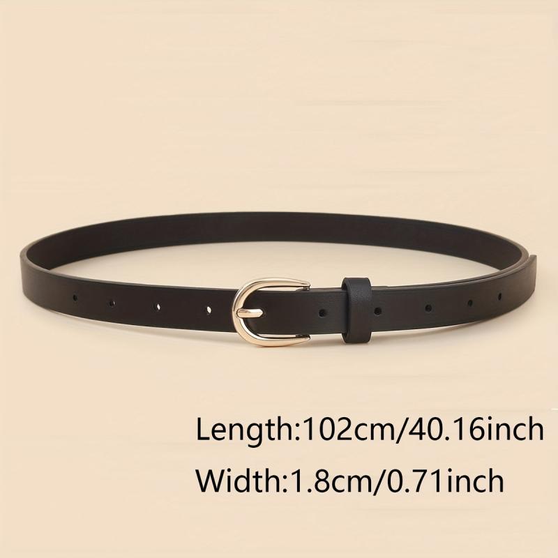 4pcs Oval Pin Buckle PU Belt Casual Jeans Pants Decoration Coat Girdle