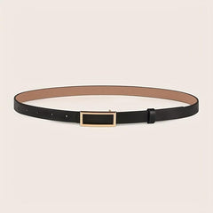 Rectangular Buckle Thin Belt Solid PU Leather Vintage Dress Girdle