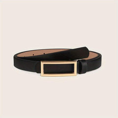 Rectangular Buckle Thin Belt Solid PU Leather Vintage Dress Girdle