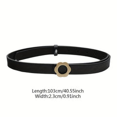 Flower Buckle PU Leather Belt for Women