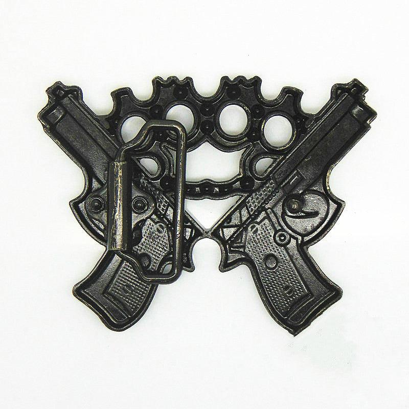 Double Gun Belt Buckle Men Western Cowboy Punk Hip