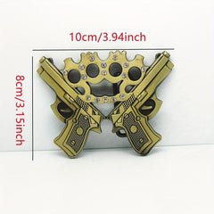 Double Gun Belt Buckle Men Western Cowboy Punk Hip