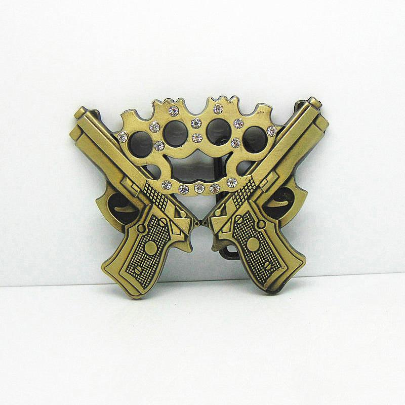 Double Gun Belt Buckle Men Western Cowboy Punk Hip