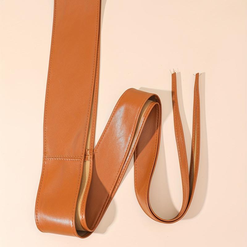 Vintage Bowknot Sash Belt PU Girdle Dress Belts Cinch Waist Band