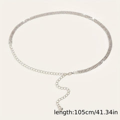 Rhinestone Metal Girdle Dress Chain Belt Golden & Silvery Women