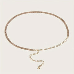 Rhinestone Metal Girdle Dress Chain Belt Golden & Silvery Women