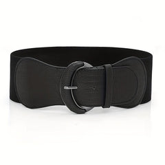 Vintage PU Leather Oval Buckle Elastic Belt for Women