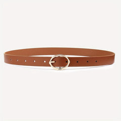 3pcs Oval Pin Buckle Belt Solid PU Belt Decoration Girdle For Women