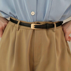 Small Metal Buckle Belt Solid PU Belt Casual Coat Skirt Girdle