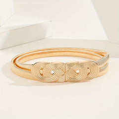 Chinese Knot Elastic Girdle Golden & Silvery Dress Belt Metal Waistband Women