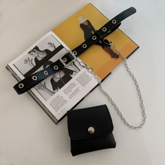Eyelet Pin Buckle Belt With Waist Bag Detachable Purse Chain Girdle
