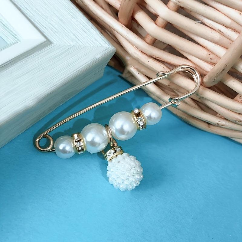 4pcs Faux Pearl Waist Brooch Pins Sweater Shawl Clips Women Jeans Dress Collar