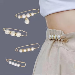 4pcs Faux Pearl Waist Brooch Pins Sweater Shawl Clips Women Jeans Dress Collar