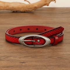 Vintage Red Geometric Embossed Belt Adjustable Cowboy Cowgirl Belts For Women