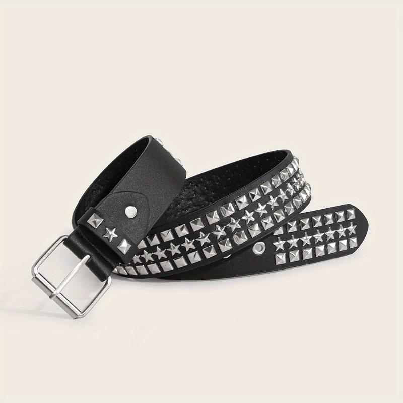 Punk Rivet Studded Belt Hip Hop PU Belt Y2K Jeans Pants Belt Women Gothic