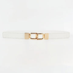 Women's Thin Belt Elastic Band with Metal Golden Buckle