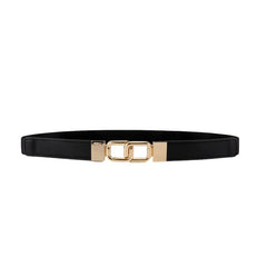 Women's Thin Belt Elastic Band with Metal Golden Buckle