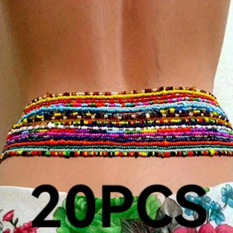 Boho Beaded Waist Chain Elastic Belly Chain Body Jewelry For Women