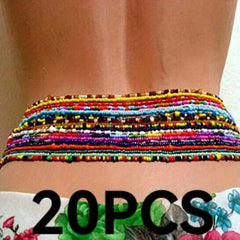 Boho Beaded Waist Chain Elastic Belly Chain Body Jewelry For Women