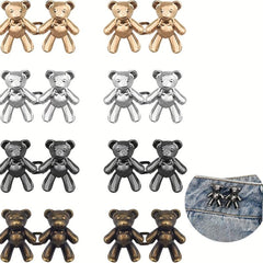 1 Pair Bear Waist Pin Waist Buckle No Sewing Detachable Buttons For Waist Adjust