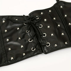 Rivet Lace Up Punk Belt PU Leather Waistband Hip Hop Underbust Gothic Waspie