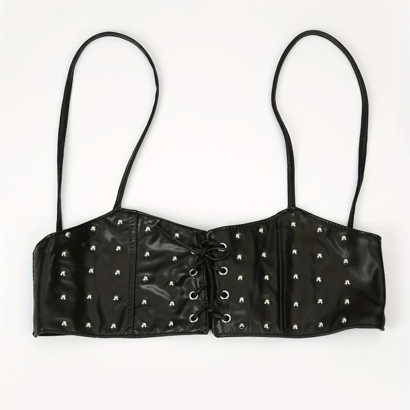 Rivet Lace Up Punk Belt PU Leather Waistband Hip Hop Underbust Gothic Waspie
