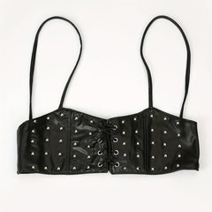 Rivet Lace Up Punk Belt PU Leather Waistband Hip Hop Underbust Gothic Waspie