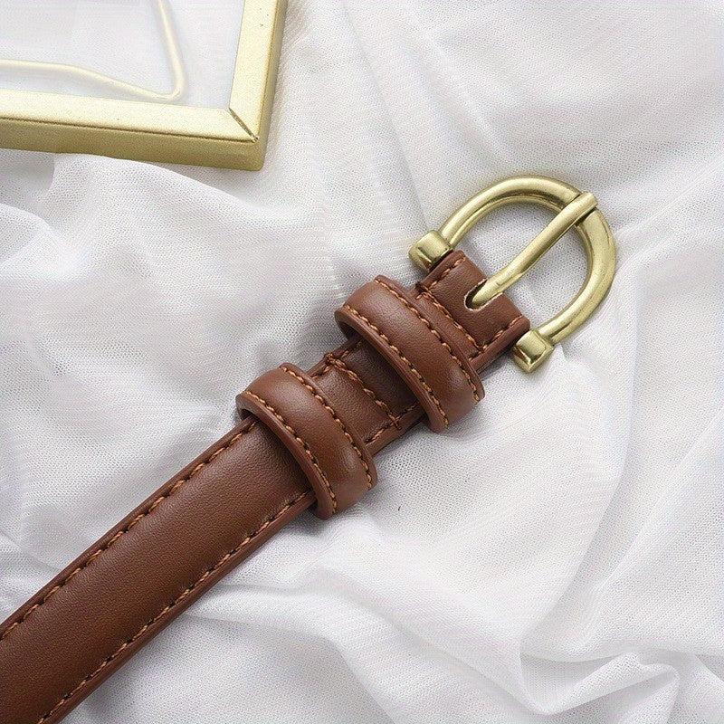 Vintage Oval Buckle Casual Belt Solid PU Waistband Girdle for Women