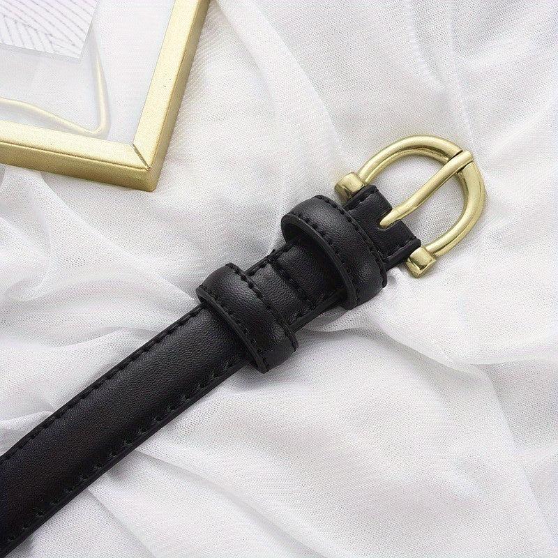 Vintage Oval Buckle Casual Belt Solid PU Waistband Girdle for Women