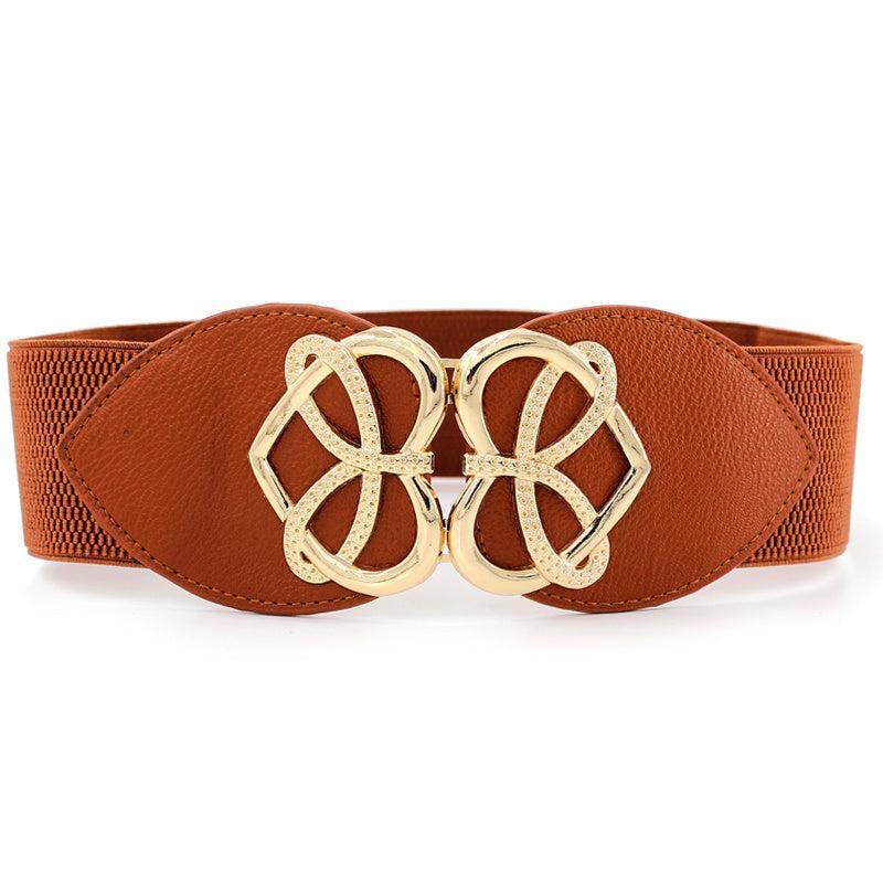 Heart Buckle Wide Elastic Waistband Long Belt Dress Adornment