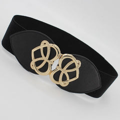 Heart Buckle Wide Elastic Waistband Long Belt Dress Adornment