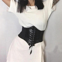 Women's Elastic Corset Skinny Leather Belt