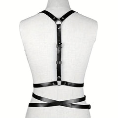 Cross Hollow Chest Harness Belt for Women PU Leather Gothic Corset