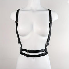 Double Layer Chest Harness Belt Punk PU Leather Waistband Gothic Corse