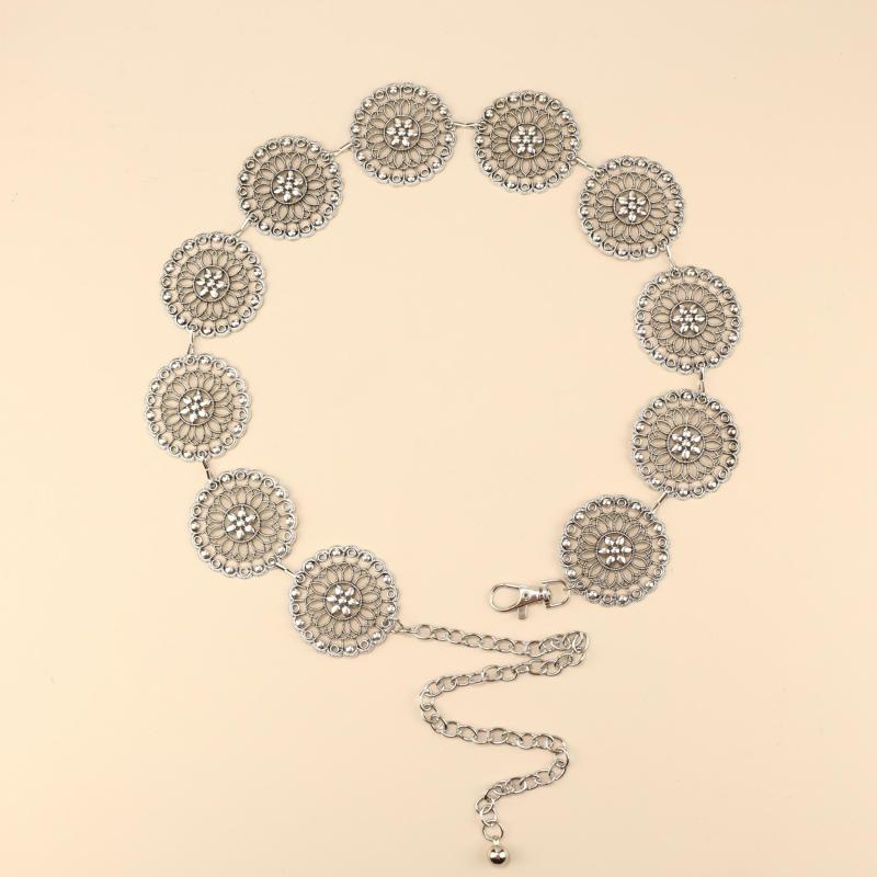 Geometric Flower Waist Chain Vintage Hollow Out Chain Belt
