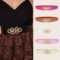 Elastic Wide Belt Chinese Knot Golden Buckle Body Belt Dress Girdle