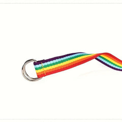 Rainbow Striped Canvas Belt Double Ring Buckle Y2K Jeans Pants Belt