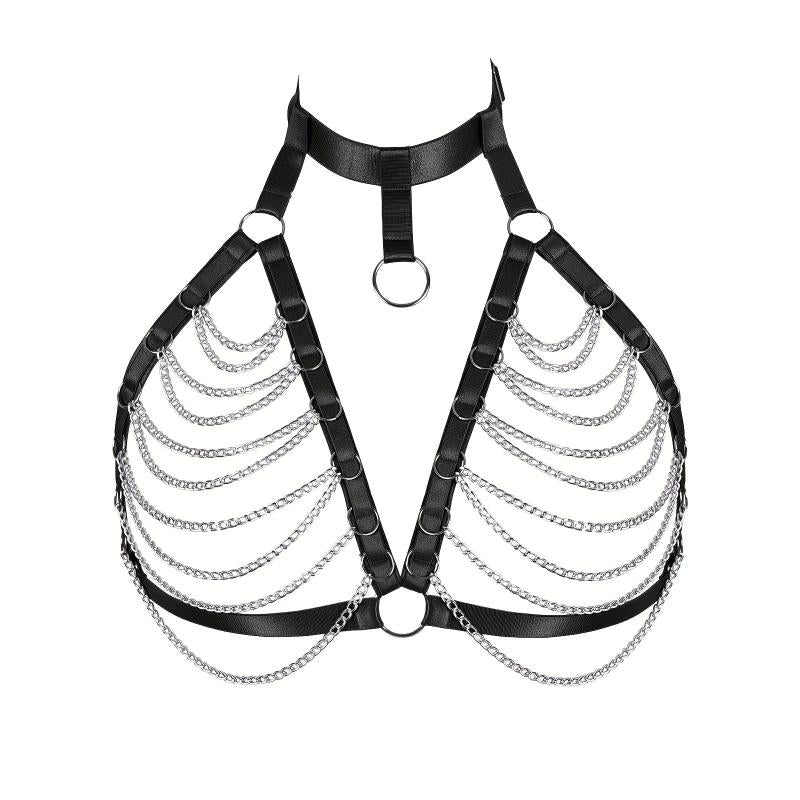 Elastic Harness Bra Women Punk Fringe Metal Cage Harness Gothic Chain Belt