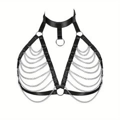 Elastic Harness Bra Women Punk Fringe Metal Cage Harness Gothic Chain Belt