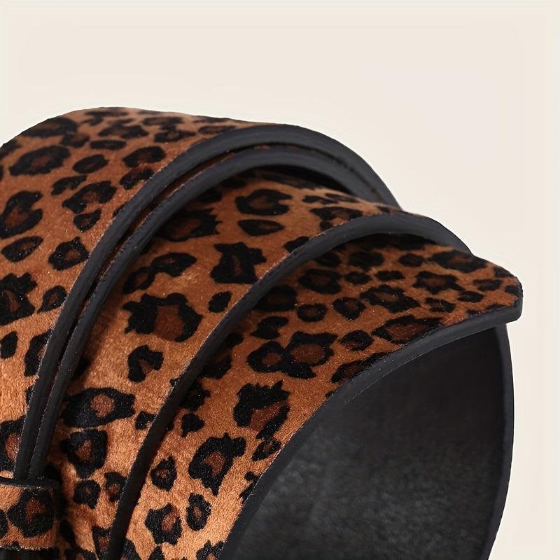 Leopard Print Belt Faux Leather Wide Waistband for Women