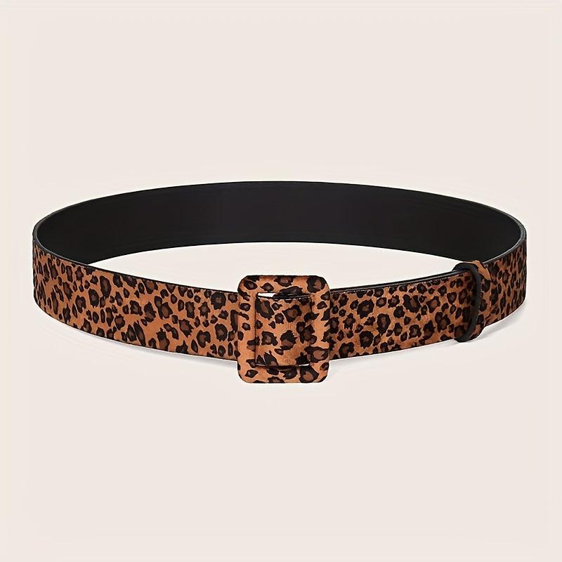 Leopard Print Belt Faux Leather Wide Waistband for Women
