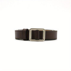 Non Porous Solid Square Buckle PU Leather Belt For Women Men