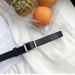 Non Porous Solid Square Buckle PU Leather Belt For Women Men