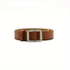 Non Porous Solid Square Buckle PU Leather Belt For Women Men
