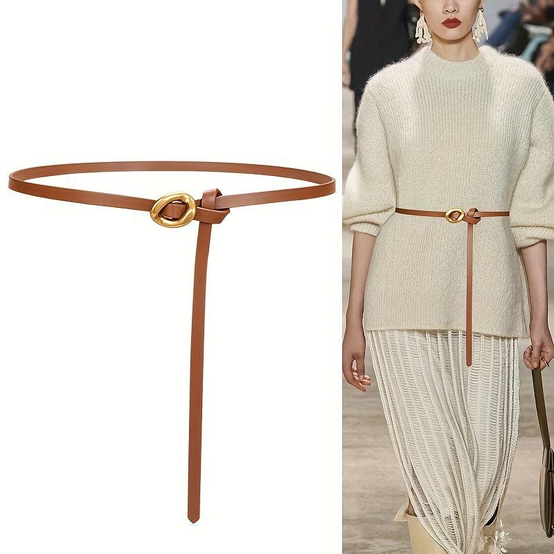 Women's Leather Thin Belt Vintage Knotted Girdle