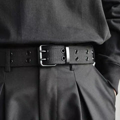 Canvas Belt Hole Square Buckle Punch Pants Belt Punk Eyelet Belt