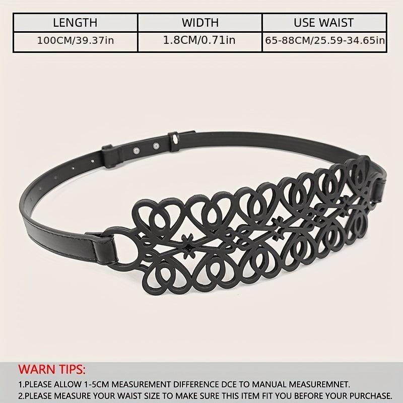 Vintage Hollow Out PU Belt Wide Waist Belt Girdle For Women