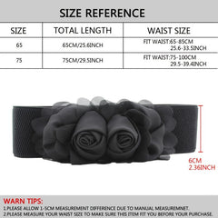 Elastic Wide Belt Lace Flower Buckle Solid Waistband