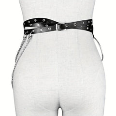 Layer Chain Tassel Belt Gothic Hollow PU Leather Belt Vintage Jeans Pants Belt