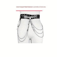 Layer Chain Tassel Belt Gothic Hollow PU Leather Belt Vintage Jeans Pants Belt